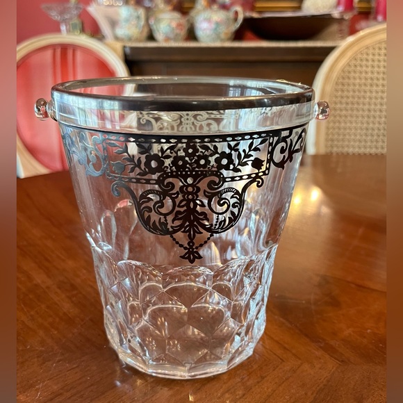 Duncan Miller Georgian style Ice Bucket with Decorative Sterling Overlay - 6" - Picture 9 of 9